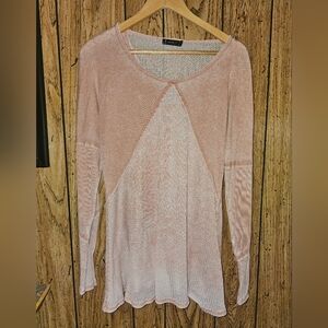 T PARTY Waffle Knit Textured Long Sleeve Boho Top - Large